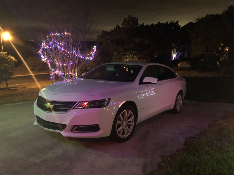 Rental Impala hanging out in my driveway around Christmas.